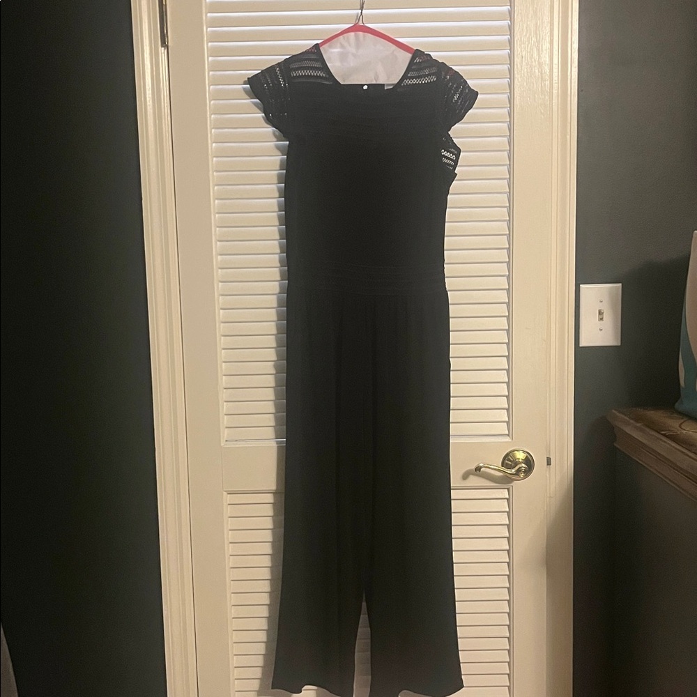 MICHAEL Michael Kors Jumpsuit Ruffle Cap Sleeves Crochet Lace Black XS